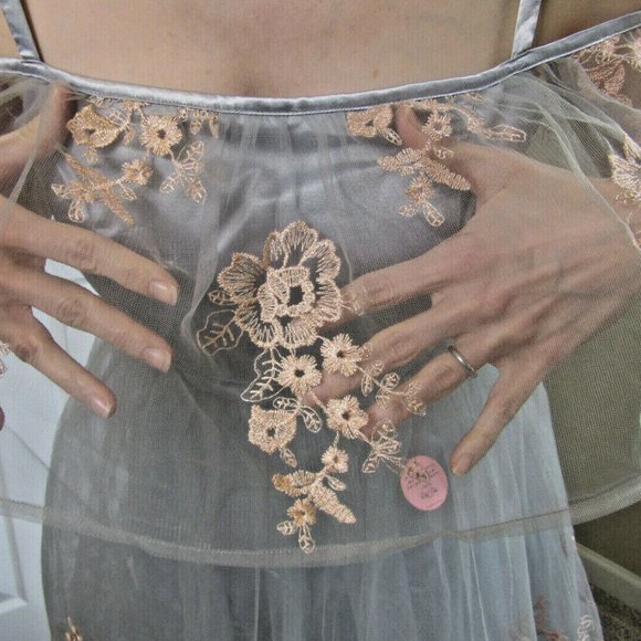 Vintage Chi Chi Prom Dress Size 6 Blue Gray Lolita Embroidery Party British NWT - Picture 8 of 15